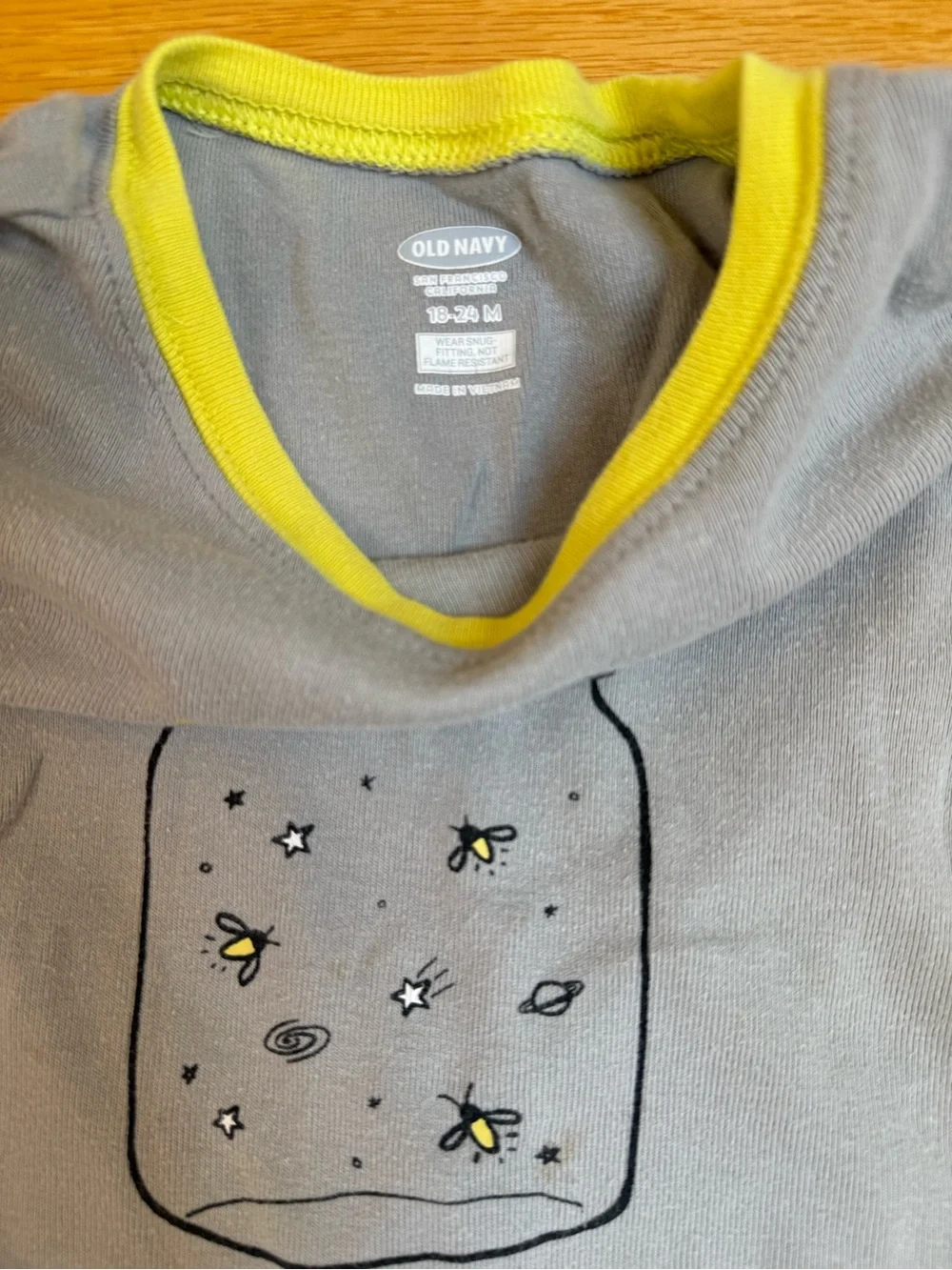 Kids Glow Jar Pajama Set - Gray & Navy with Yellow Trim